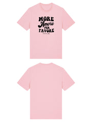Unisex T-Shirt aus 100% Bio-Baumwolle Cotton Pink rosa mit schwarzem Print Aufdruck More Amore Per Favore