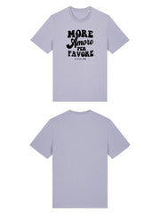 Unisex T-Shirt aus 100% Bio-Baumwolle Lavender lila mit schwarzem Print Aufdruck More Amore Per Favore