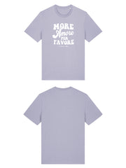 Unisex T-Shirt aus 100% Bio-Baumwolle Lavender lila mit weissem Print Aufdruck More Amore Per Favore