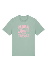 Unisex T-Shirt aus 100% Bio-Baumwolle Aloe grün mit rosa Print Aufdruck More Amore Per Favore
