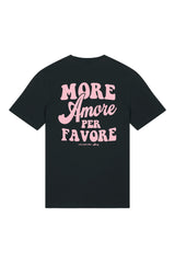 Unisex T-Shirt aus 100% Bio-Baumwolle Black schwarz mit rosa Print Aufdruck More Amore Per Favore