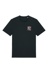 Unisex T-Shirt aus 100% Bio-Baumwolle Black schwarz mit rosa Print Aufdruck More Amore Per Favore