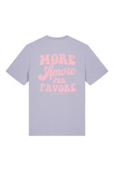 Unisex T-Shirt aus 100% Bio-Baumwolle Lavender lila mit rosa Print Aufdruck More Amore Per Favore