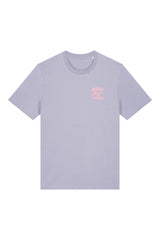 Unisex T-Shirt aus 100% Bio-Baumwolle Lavender lila mit rosa Print Aufdruck More Amore Per Favore