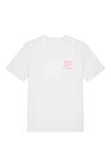 Unisex T-Shirt aus 100% Bio-Baumwolle White weiss mit rosa Print Aufdruck More Amore Per Favore
