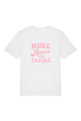 Unisex T-Shirt aus 100% Bio-Baumwolle White weiss mit rosa Print Aufdruck More Amore Per Favore
