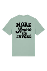 Unisex T-Shirt aus 100% Bio-Baumwolle Aloe grün mit schwarzem Print Aufdruck More Amore Per Favore