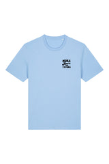 Unisex T-Shirt aus 100% Bio-Baumwolle Blue Soul hellblau mit schwarzem Print Aufdruck More Amore Per Favore