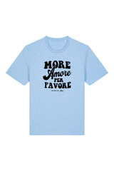 Unisex T-Shirt aus 100% Bio-Baumwolle Blue Soul hellblau mit schwarzem Print Aufdruck More Amore Per Favore