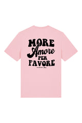 Unisex T-Shirt aus 100% Bio-Baumwolle Cotton Pink rosa mit schwarzem Print Aufdruck More Amore Per Favore