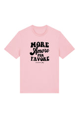 Unisex T-Shirt aus 100% Bio-Baumwolle Cotton Pink rosa mit schwarzem Print Aufdruck More Amore Per Favore