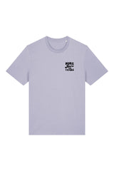 Unisex T-Shirt aus 100% Bio-Baumwolle Lavender lila mit schwarzem Print Aufdruck More Amore Per Favore