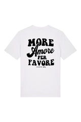 Unisex T-Shirt aus 100% Bio-Baumwolle White weiss mit schwarzem Print Aufdruck More Amore Per Favore