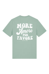 Unisex T-Shirt aus 100% Bio-Baumwolle Aloe grün mit weissem Print Aufdruck More Amore Per Favore
