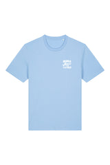 Unisex T-Shirt aus 100% Bio-Baumwolle Blue Soul hellblau mit weissem Print Aufdruck More Amore Per Favore