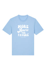 Unisex T-Shirt aus 100% Bio-Baumwolle Blue Soul hellblau mit weissem Print Aufdruck More Amore Per Favore