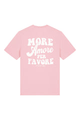 Unisex T-Shirt aus 100% Bio-Baumwolle Cotton Pink rosa mit weissem Print Aufdruck More Amore Per Favore