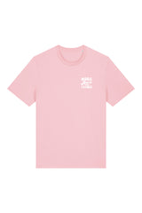 Unisex T-Shirt aus 100% Bio-Baumwolle Cotton Pink rosa mit weissem Print Aufdruck More Amore Per Favore