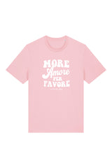 Unisex T-Shirt aus 100% Bio-Baumwolle Cotton Pink rosa mit weissem Print Aufdruck More Amore Per Favore