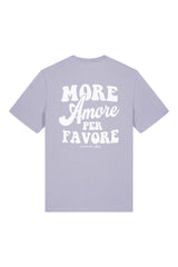 Unisex T-Shirt aus 100% Bio-Baumwolle Lavender lila mit weissem Print Aufdruck More Amore Per Favore