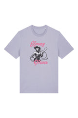 T-Shirt aus 100 % Bio-Baumwolle mit normaler Passform, erhältlich in verschiedenen Farben wie Blue Soul, Cotton Pink, Lavender, Aloe, Weiss und Schwarz. Individuell bedruckbar mit Wunschmotiv. Weiches, angenehm leichtes Material für hohen Tragekomfort. Ideal für einen zeitgemässen, entspannten Look. T-Shirt mit einer Cowgirl-Illustration mit Peitsche und dem rosa Schriftzug „Anway Power“ auf der Vorderseite.