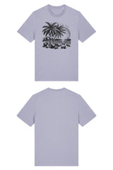 T-Shirt aus 100 % Bio-Baumwolle mit normaler Passform, erhältlich in verschiedenen Farben wie Blue Soul, Cotton Pink, Lavender, Aloe, Weiss und Schwarz. Individuell bedruckbar mit Wunschmotiv. Weiches, angenehm leichtes Material für hohen Tragekomfort. Ideal für einen zeitgemässen, entspannten Look. T-Shirt mit einem detaillierten Strandmotiv mit Palmen, Kokosnüssen und Sonnenuntergang auf der Vorderseite. 