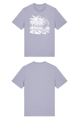 T-Shirt aus 100 % Bio-Baumwolle mit normaler Passform, erhältlich in verschiedenen Farben wie Blue Soul, Cotton Pink, Lavender, Aloe, Weiss und Schwarz. Individuell bedruckbar mit Wunschmotiv. Weiches, angenehm leichtes Material für hohen Tragekomfort. Ideal für einen zeitgemässen, entspannten Look. T-Shirt mit einem detaillierten Strandmotiv mit Palmen, Kokosnüssen und Sonnenuntergang auf der Vorderseite. 