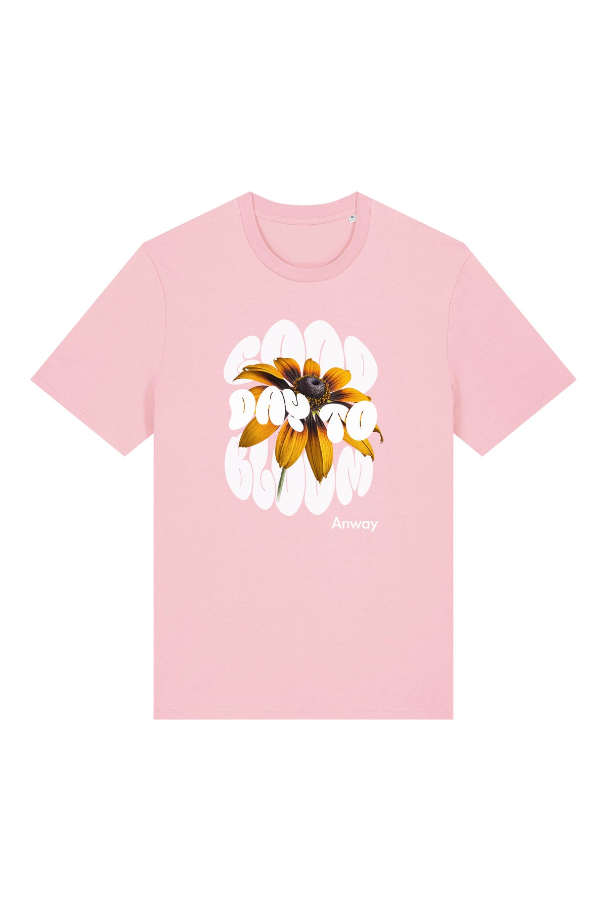 T-Shirt aus 100 % Bio-Baumwolle mit normaler Passform, erhältlich in verschiedenen Farben wie Blue Soul, Cotton Pink, Lavender, Aloe, Weiss und Schwarz. Individuell bedruckbar mit Wunschmotiv. Weiches, angenehm leichtes Material für hohen Tragekomfort. Ideal für einen zeitgemässen, entspannten Look. Design mit Sonnenblume und Text „GOOD DAY TO BLOOM“ auf der Vorderseite.