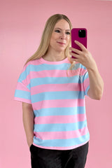 OVERSIZED SHIRT EMMA | HELLBLAU-ROSA