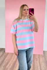 OVERSIZED SHIRT EMMA | HELLBLAU-ROSA