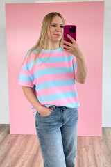 OVERSIZED SHIRT EMMA | HELLBLAU-ROSA