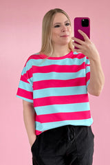 OVERSIZED SHIRT EMMA | TÜRKIS-PINK
