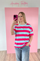 OVERSIZED SHIRT EMMA | TÜRKIS-PINK
