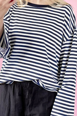 OVERSIZED LONGSLEEVE SOFIA | NAVY-WEISS