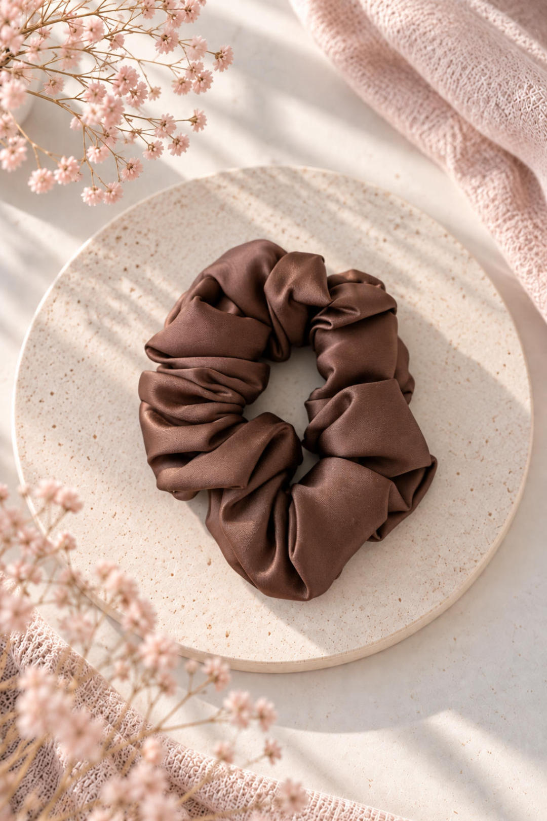 MIDI SILK SCRUNCHIE | COFFEE