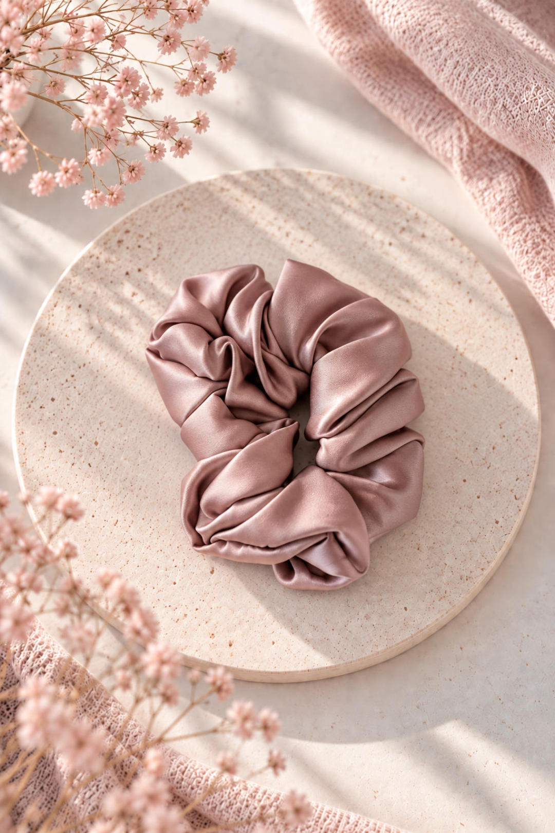 MIDI SILK SCRUNCHIE | ROSE PINK