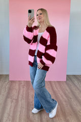 STRICKJACKE VITTORIA | BORDEAUX-ROSA