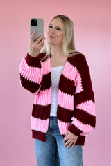 STRICKJACKE VITTORIA | BORDEAUX-ROSA