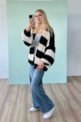STRICKJACKE VITTORIA | SCHWARZ-CREME