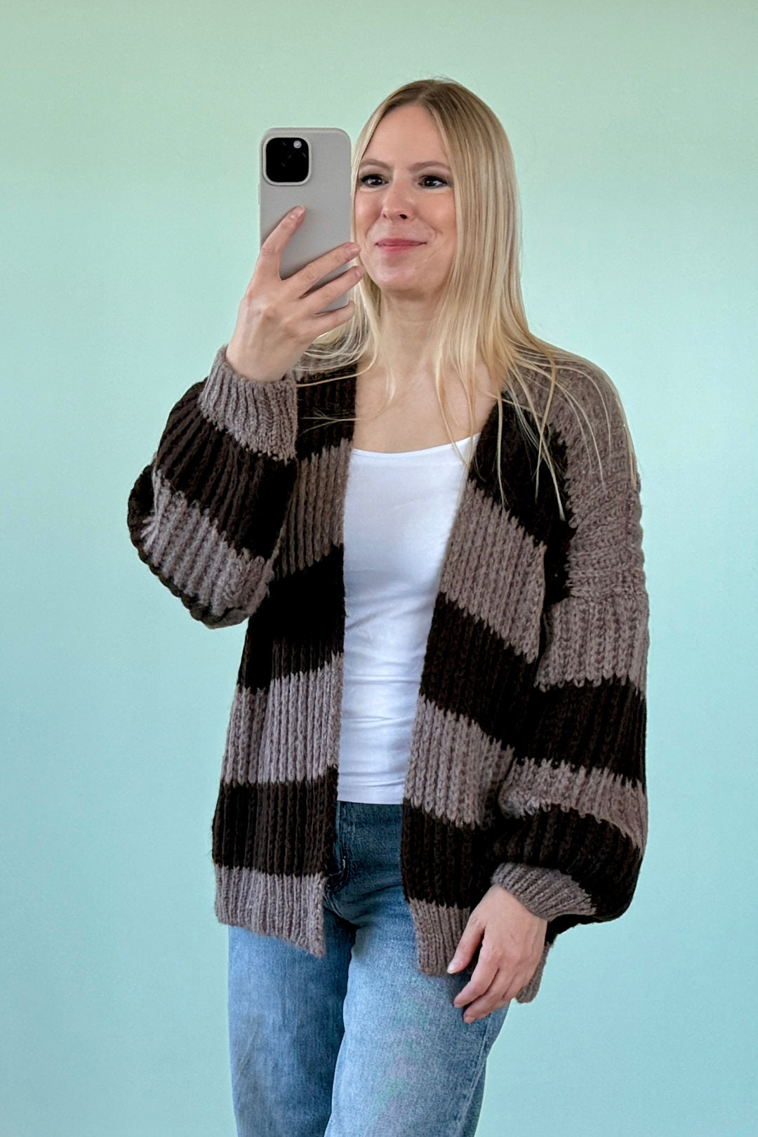 STRICKJACKE VITTORIA | TAUPE-CHOCO