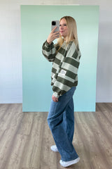 BUTTERSTOFF SWEATER ALINA | HELLGRÜN-DUNKELGRÜN