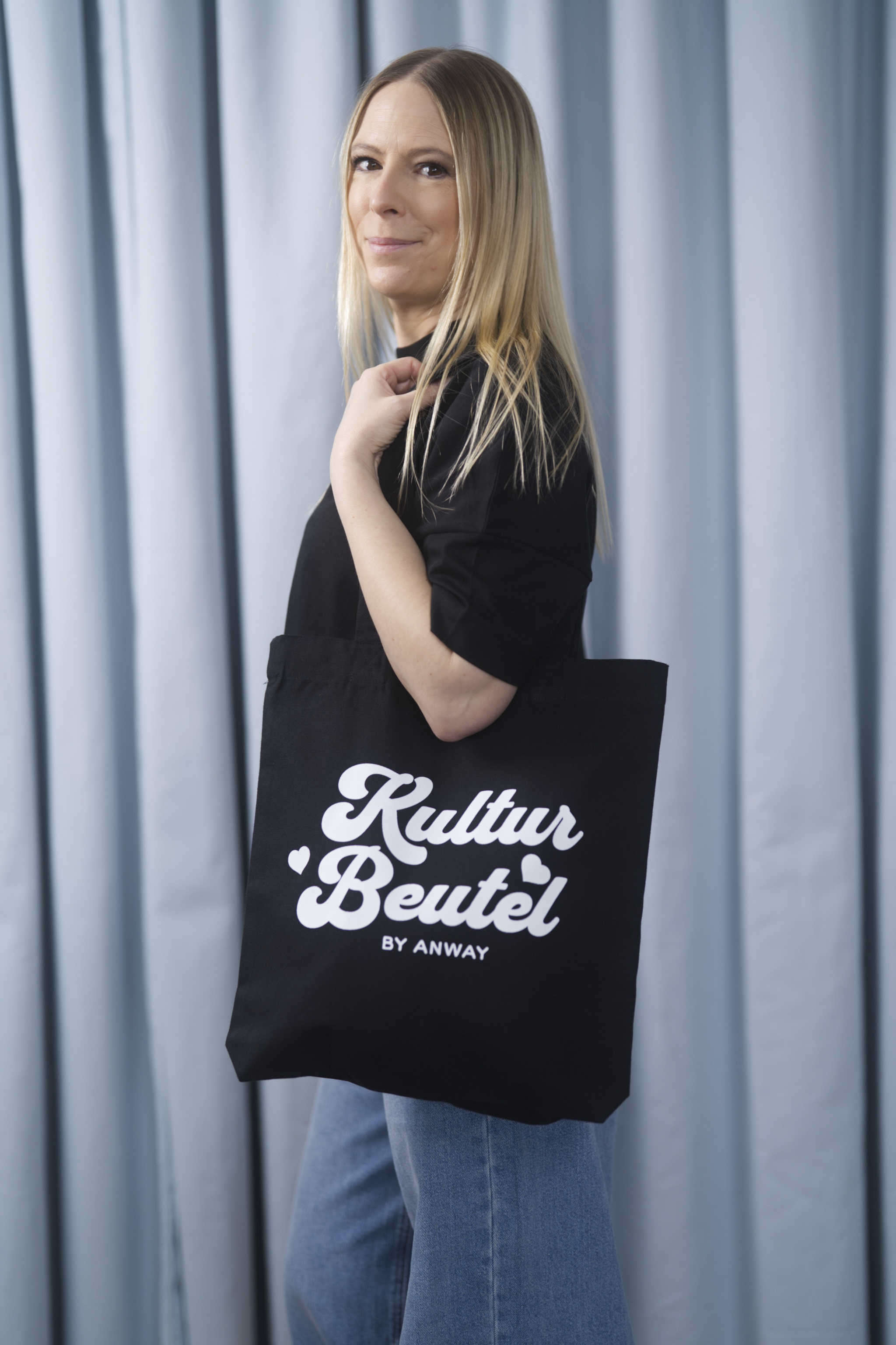 Tote Bag black Tasche schwarz Print weiss Kultur Beutel by Anway