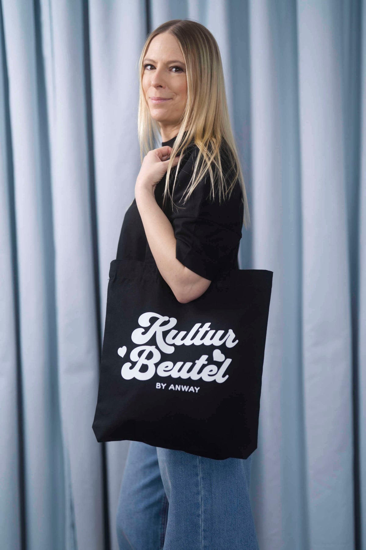 Tote Bag black Tasche schwarz Print weiss Kultur Beutel by Anway