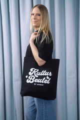 Tote Bag black Tasche schwarz Print weiss Kultur Beutel by Anway