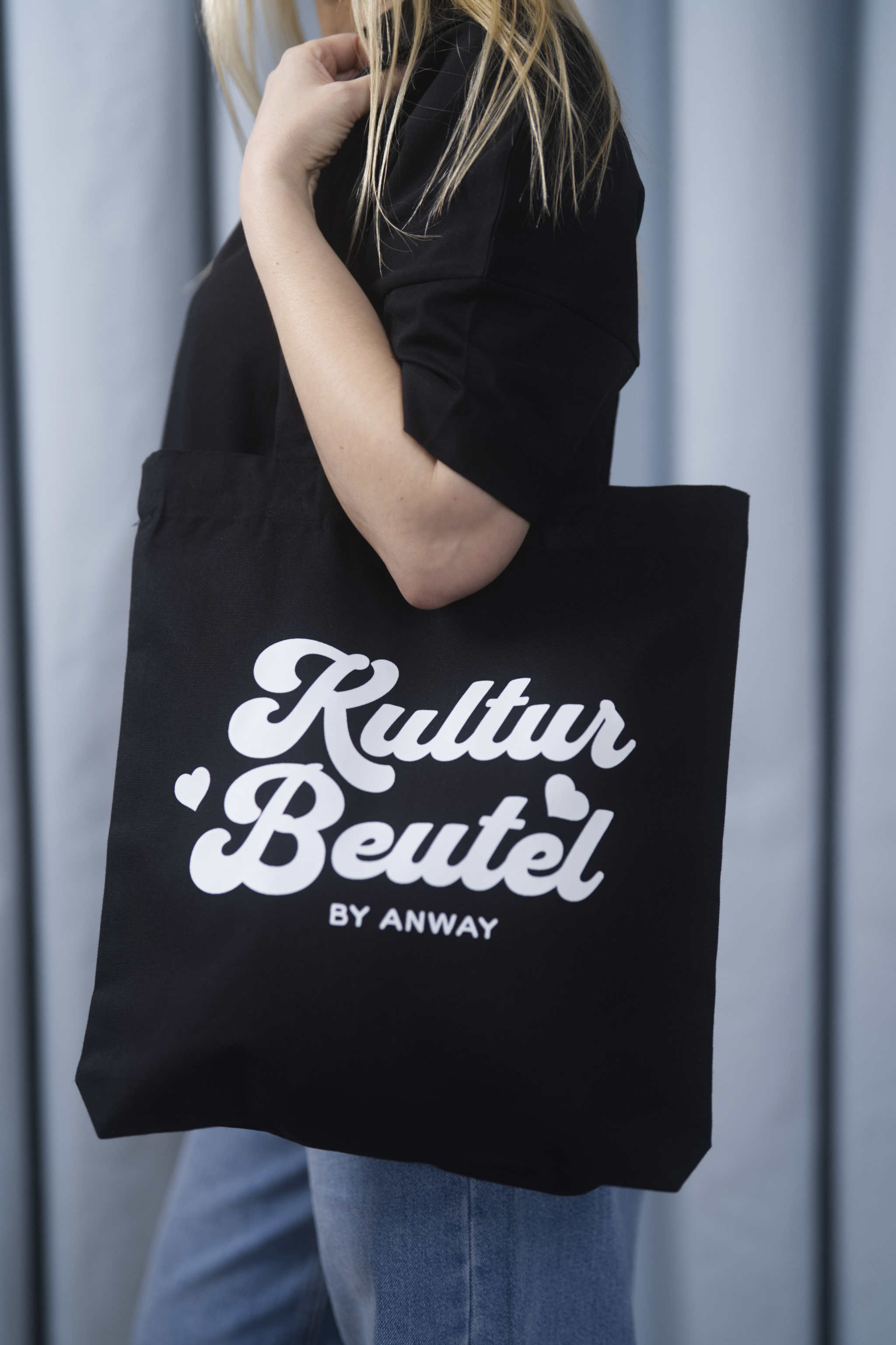 Tote Bag black Tasche schwarz Print weiss Kultur Beutel by Anway