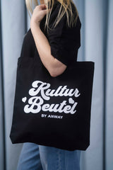 Tote Bag black Tasche schwarz Print weiss Kultur Beutel by Anway