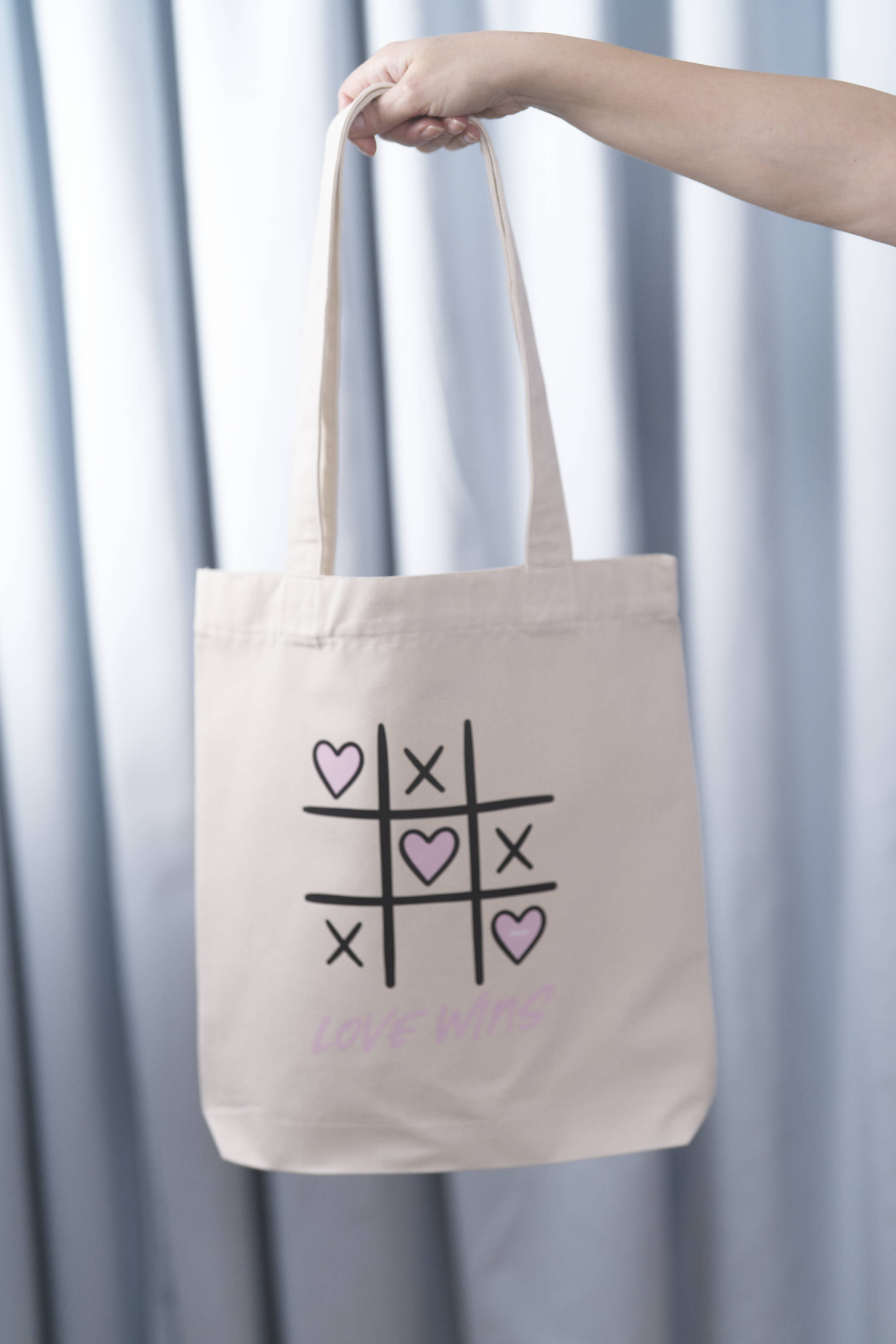 Tote Bag natural raw Tasche natur Print Love wins