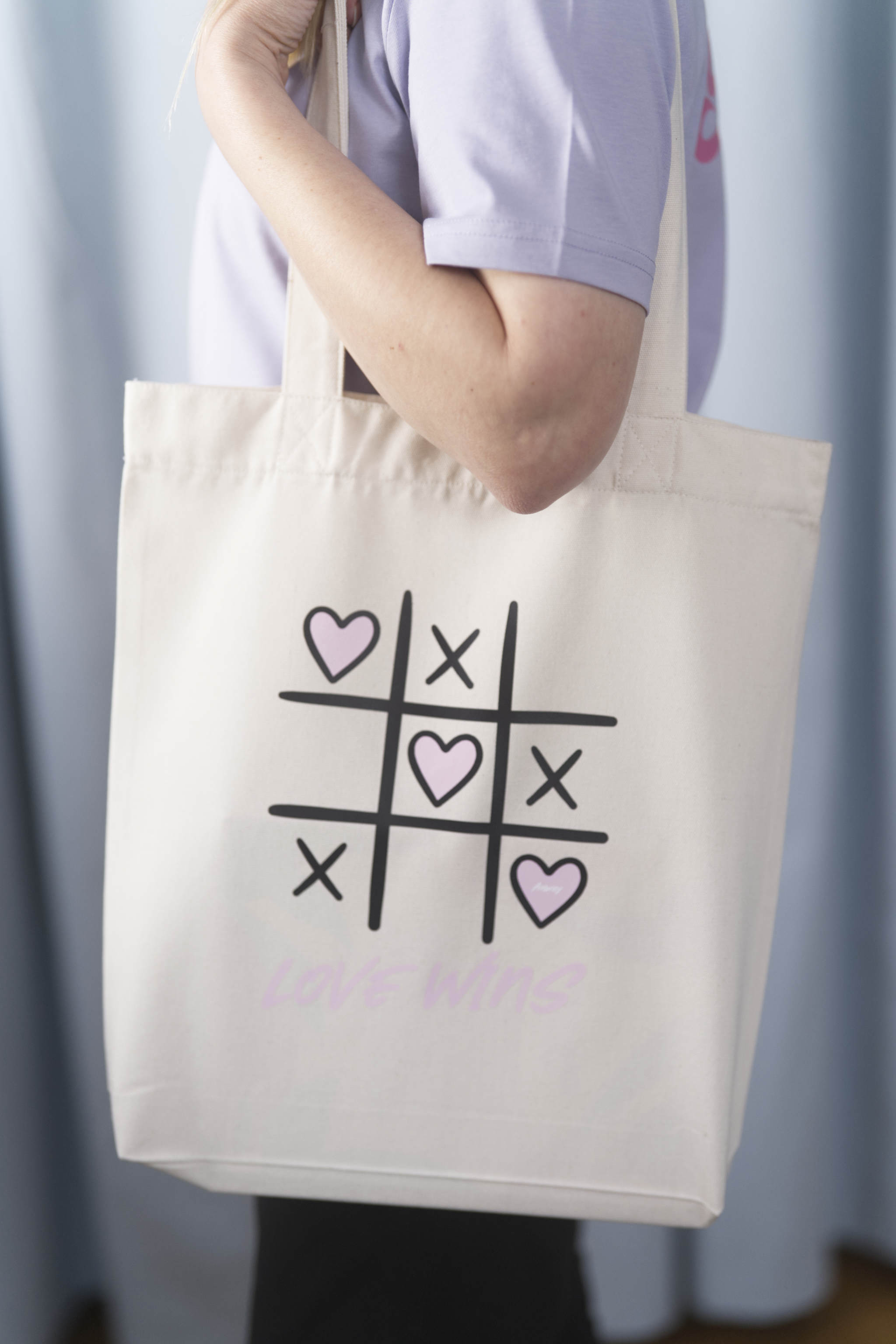 Tote Bag natural raw Tasche natur Print Love wins