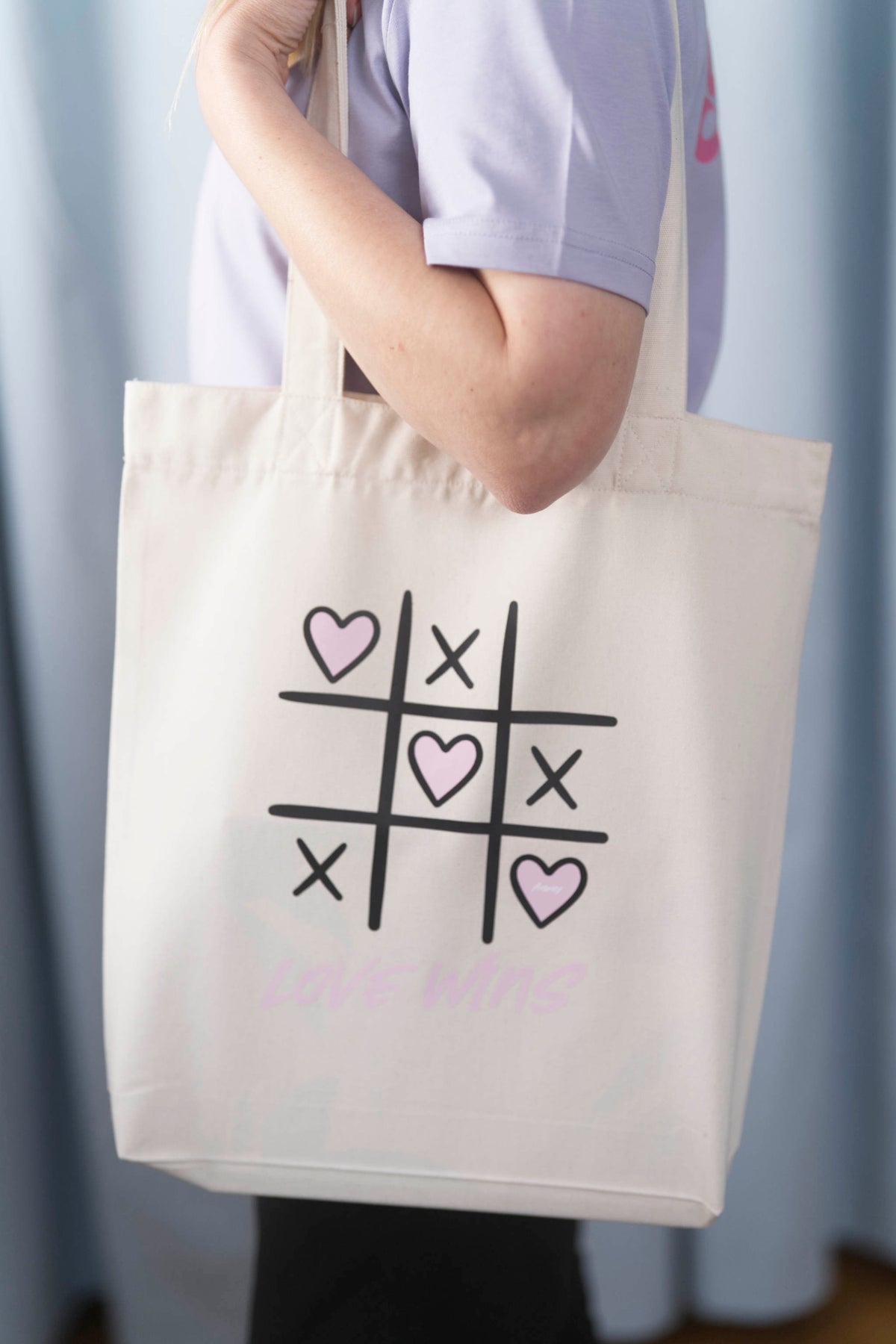 Tote Bag natural raw Tasche natur Print Love wins
