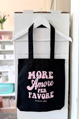 Tasche Tote Bag Black schwarz mit rosa Print Aufdruck More Amore Per Favore